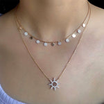 0.50 TCW Round Moissanite Diamond Gold Disc Dangler Necklace in Solid Gold 3