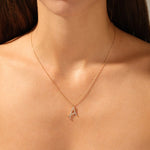 0.30 CT Round Moissanite Diamond Letter Pendant Necklace in Solid Gold 5
