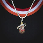 2 CT Round Moissanite Miami Heat Logo Silver Pendant for Him 4
