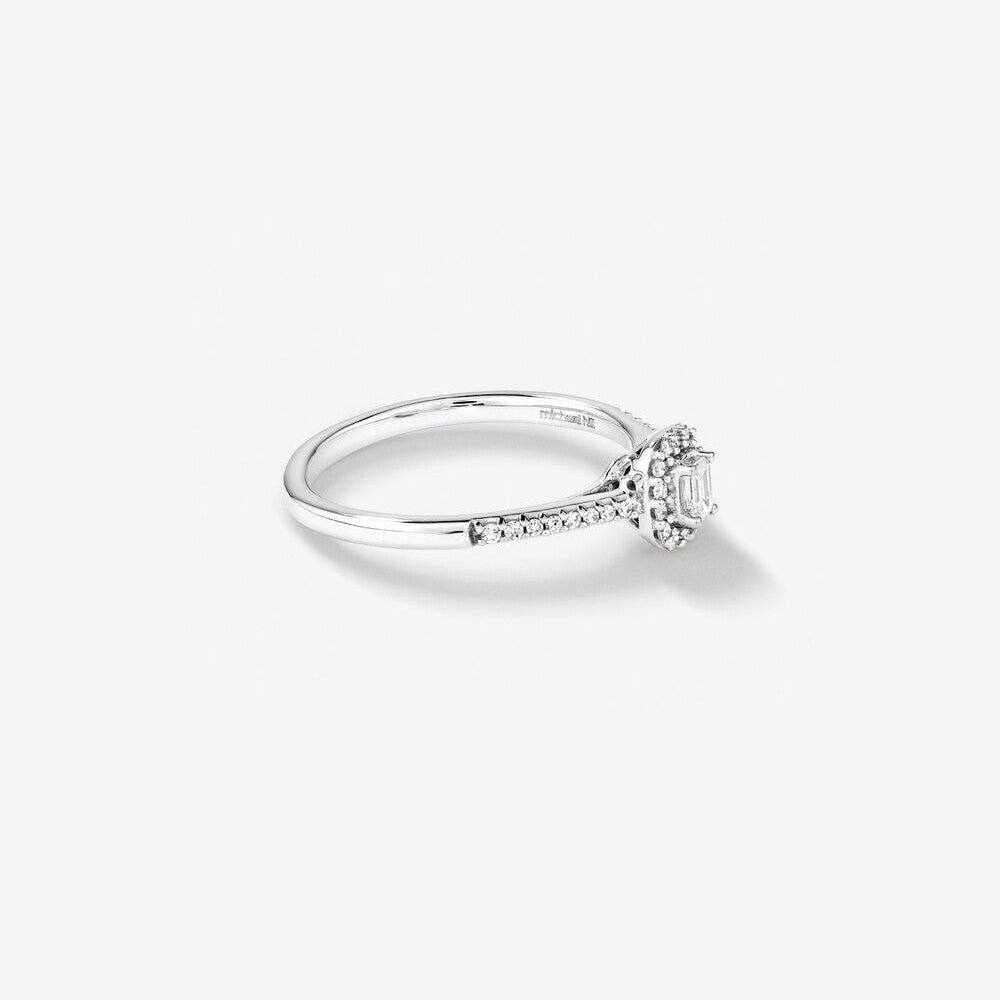 Stunning 0.2 CT Emerald Moissanite Engagement Ring with Pave & Halo Design 2