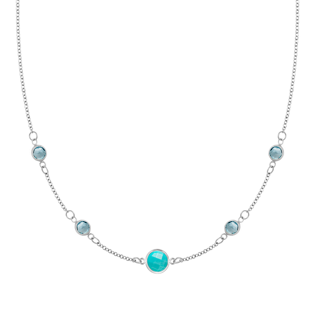 0.90 CT Round Topaz Lab Made Diamond-December Birthstone Necklace 5