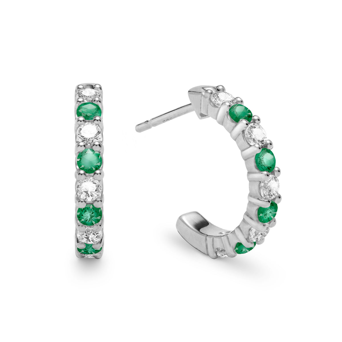 0.54 TCW Round Emerald Lab Made Diamond-May Birthstone Hoop Earrings 5