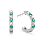 0.54 TCW Round Emerald Lab Made Diamond-May Birthstone Hoop Earrings 5