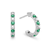0.54 TCW Round Emerald Lab Made Diamond-May Birthstone Hoop Earrings 5