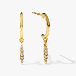0.30 TCW Round Cut Moissanite Tiny Leaf Drop Earrings in Gold 1