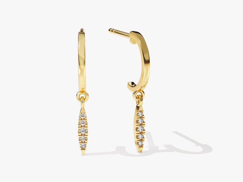 0.30 TCW Round Cut Moissanite Tiny Leaf Drop Earrings in Gold 1