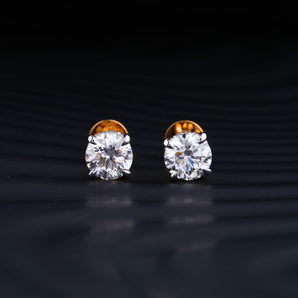 2.0 TCW Round Cut Moissanite Stud Earrings in Gold