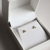 0.05 TCW Round Cut Moissanite Stud Earrings in Gold 2