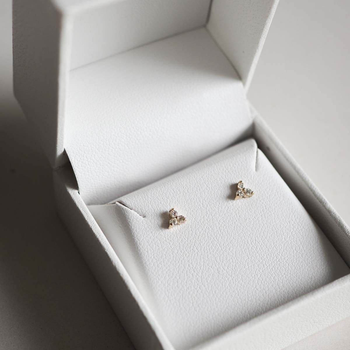 0.05 TCW Round Cut Moissanite Stud Earrings in Gold 2