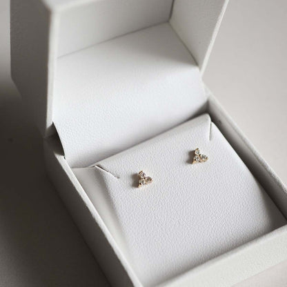 0.05 TCW Round Cut Moissanite Stud Earrings in Gold 2