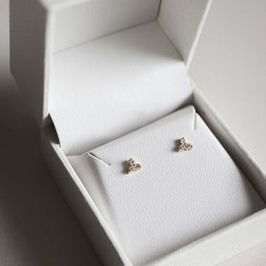 0.05 TCW Round Cut Moissanite Stud Earrings in Gold