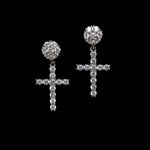 2 CT Round Moissanite Cross Style Silver Earrings for Him 2