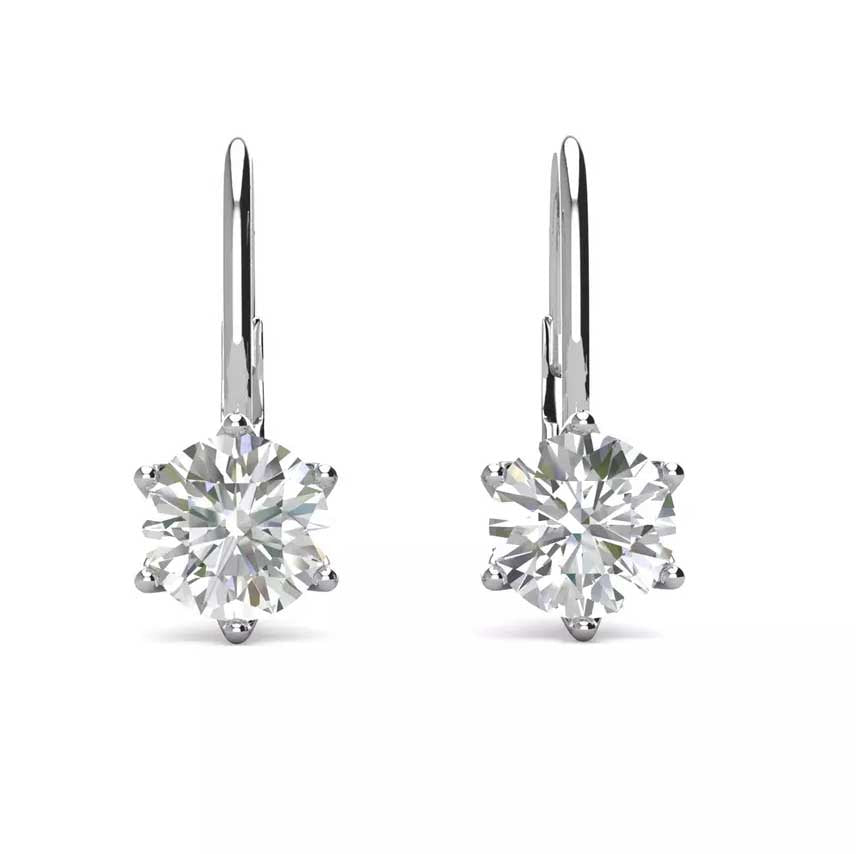 Round Cut Cubic Zirconia in 925 Sterling Silver Earrings 2
