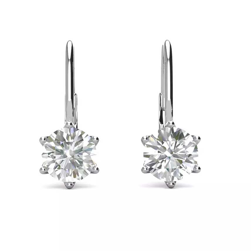 Round Cut Cubic Zirconia in 925 Sterling Silver Earrings 2
