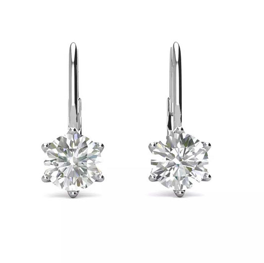 Round Cut Cubic Zirconia in 925 Sterling Silver Earrings 2