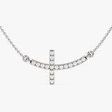 0.40 TCW Round Moissanite Diamond Cross Pendant Necklace in Solid Gold 2
