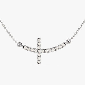 0.40 TCW Round Moissanite Diamond Cross Pendant Necklace in Solid Gold