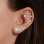2.0 TCW Round & Baguette Cut Moissanite Cluster Stud Earrings in Gold 8