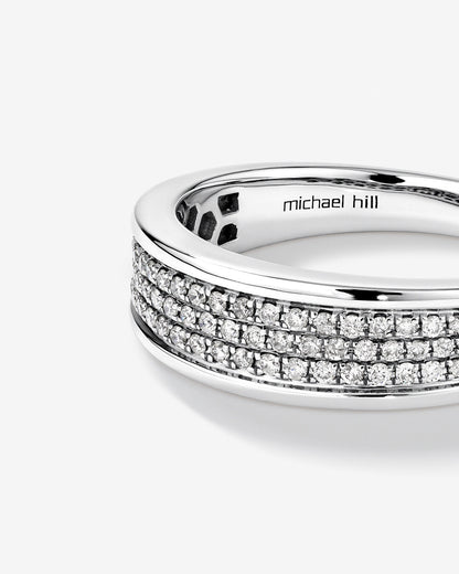0.30 CT Round Moissanite Pave Men's Wedding Band in Solid Gold 5
