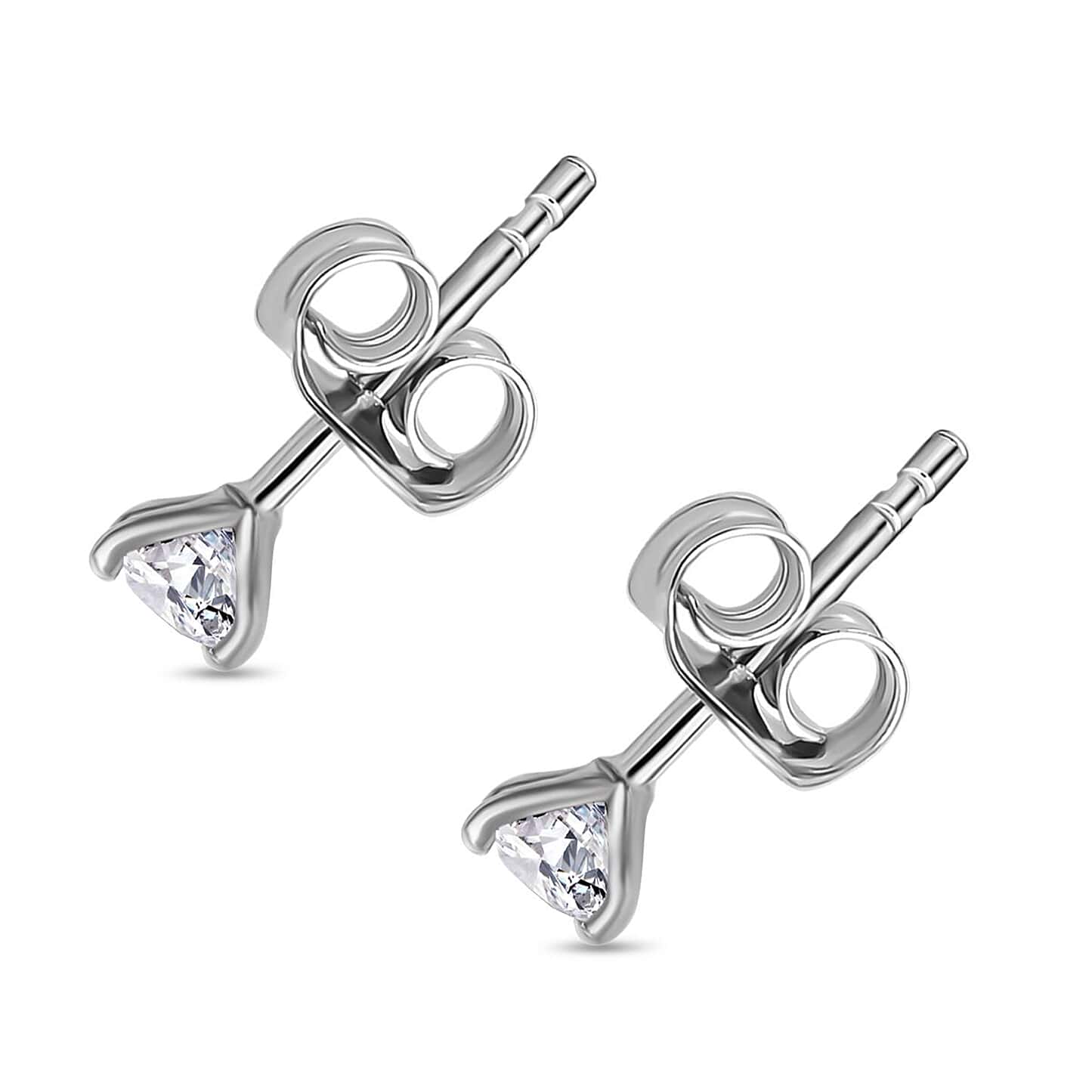 Round Cut Cubic Zirconia in 925 Sterling Silver Earrings 5