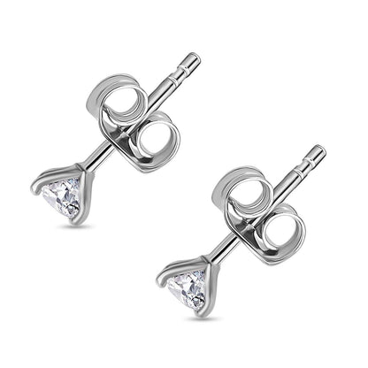Round Cut Cubic Zirconia in 925 Sterling Silver Earrings 5
