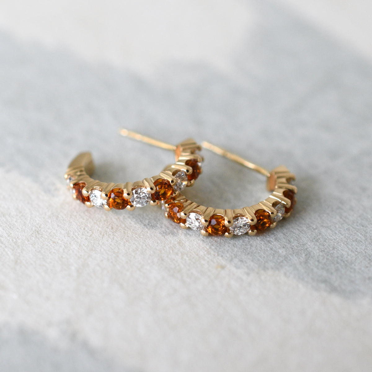 1.08 TCW Round Citrine Lab Made Diamond- November Birthstone Hoops 3