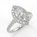 Stunning 1.05 CT Marquise Moissanite Engagement Ring with Halo & Pave Design 4