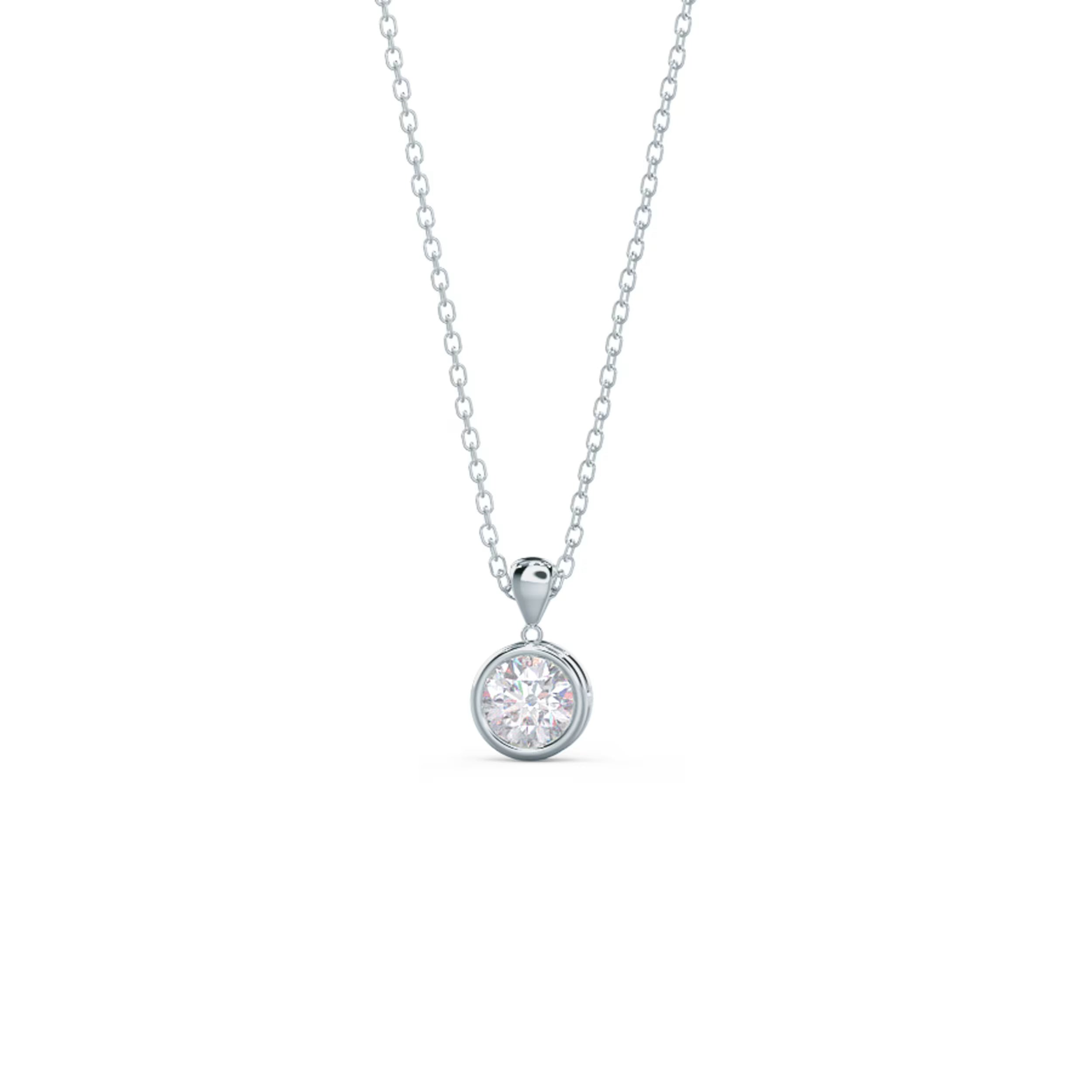 1.0 CT Round Cut Moissanite Bezel Pendant Necklace in Solid Gold 5