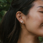 0.28 TCW Round Cut Moissanite Chain Earrings in Gold 3
