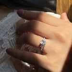 Stunning 1.50 CT Pear Moissanite Engagement Ring with Cluster Design 1