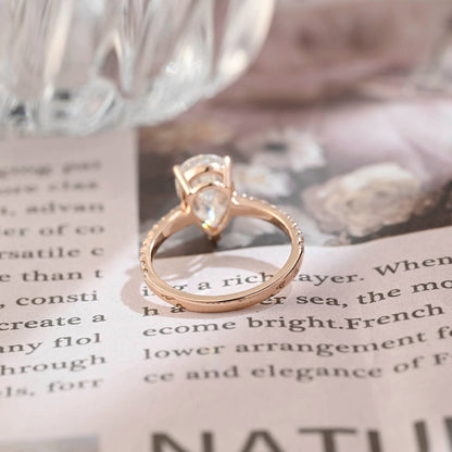 Stunning 3.0 CT Pear Moissanite Engagement Ring with Pave Design 2