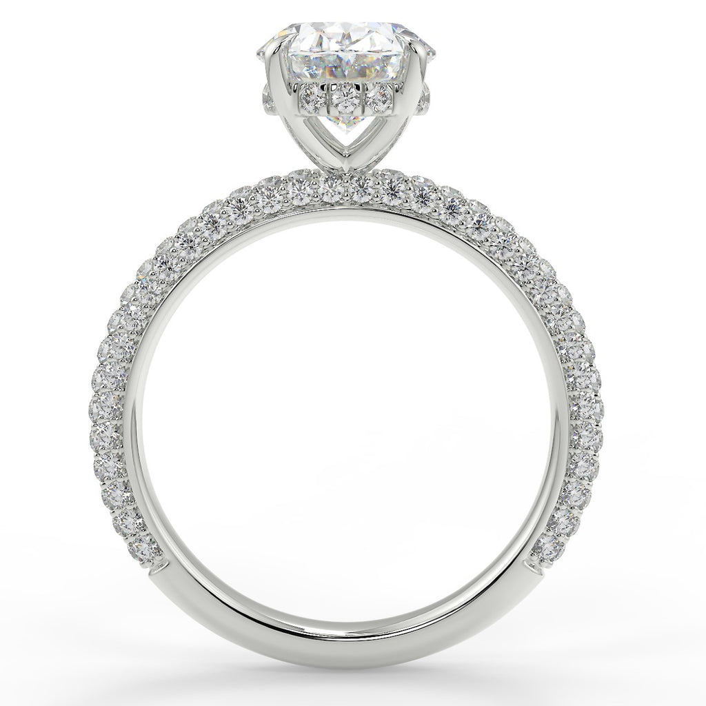 Stunning 2.11 CT Oval Moissanite Engagement Ring with Hidden Halo & Three Side Pave Design 6