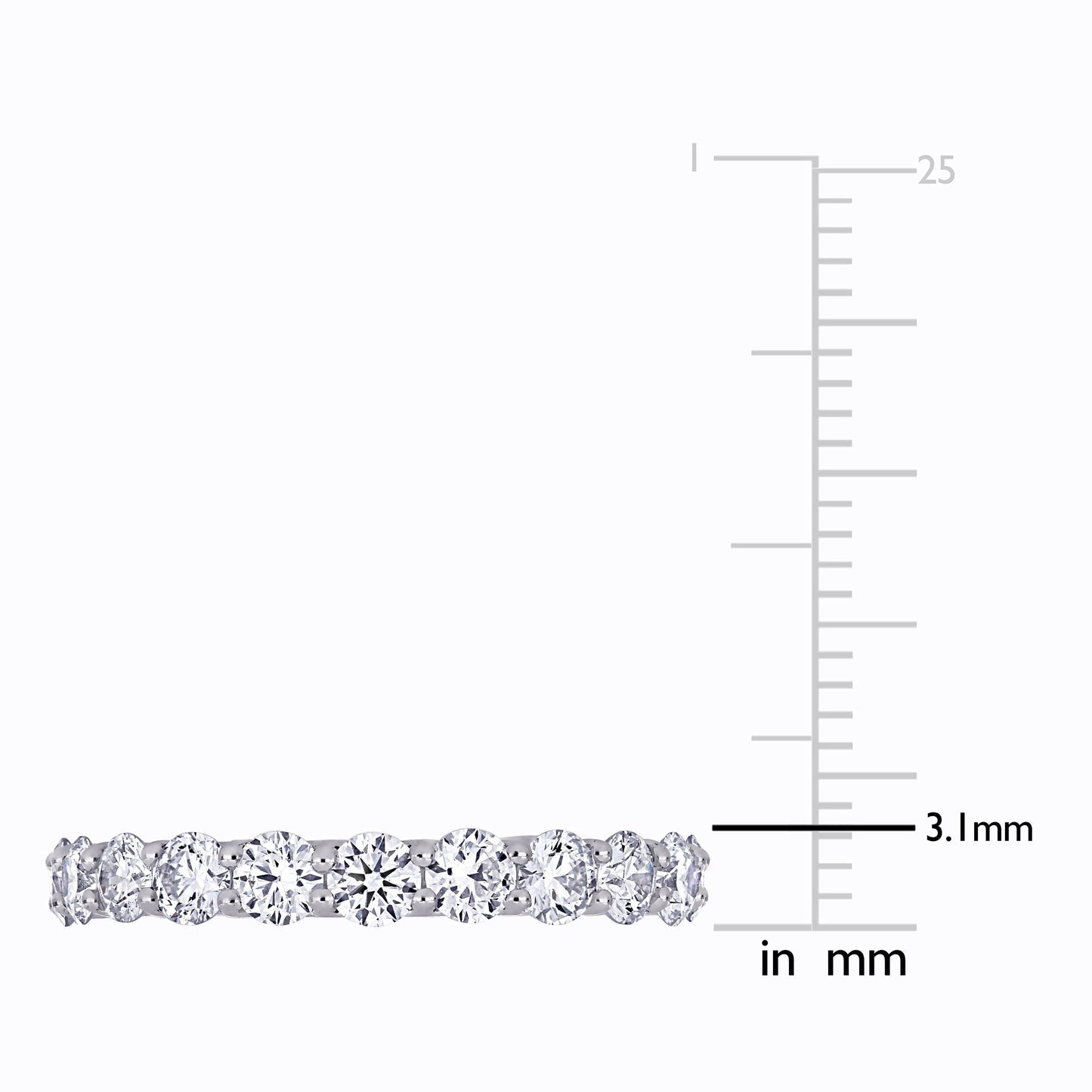 Round Cut Cubic Zirconia in 925 Sterling Silver Wedding Bands 10