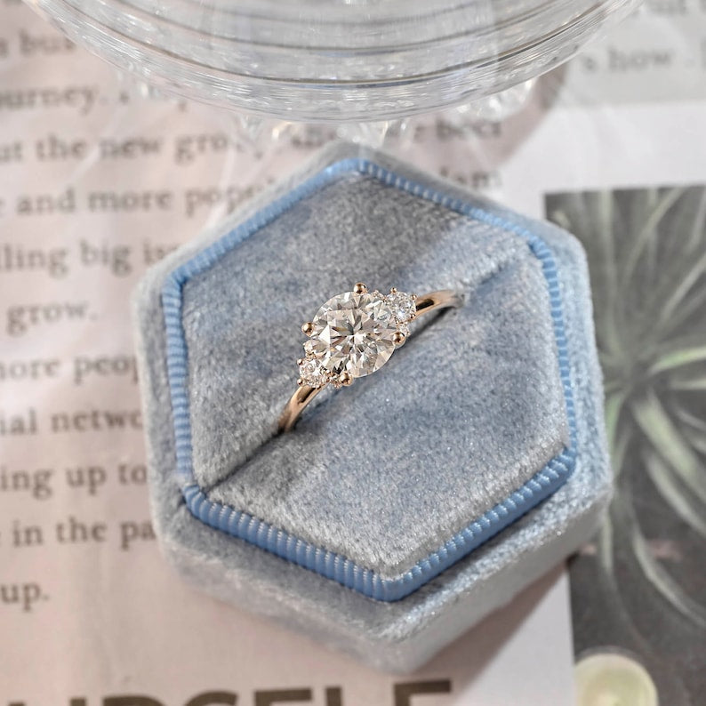 Stunning 3.0 CT Round Moissanite Engagement Ring with Cluster Design 9