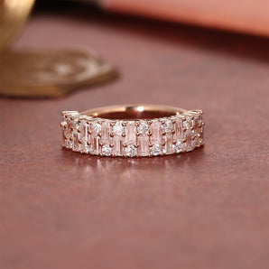 1.0 TCW Baguette & Round Cut Moissanite Bridal Wedding Band