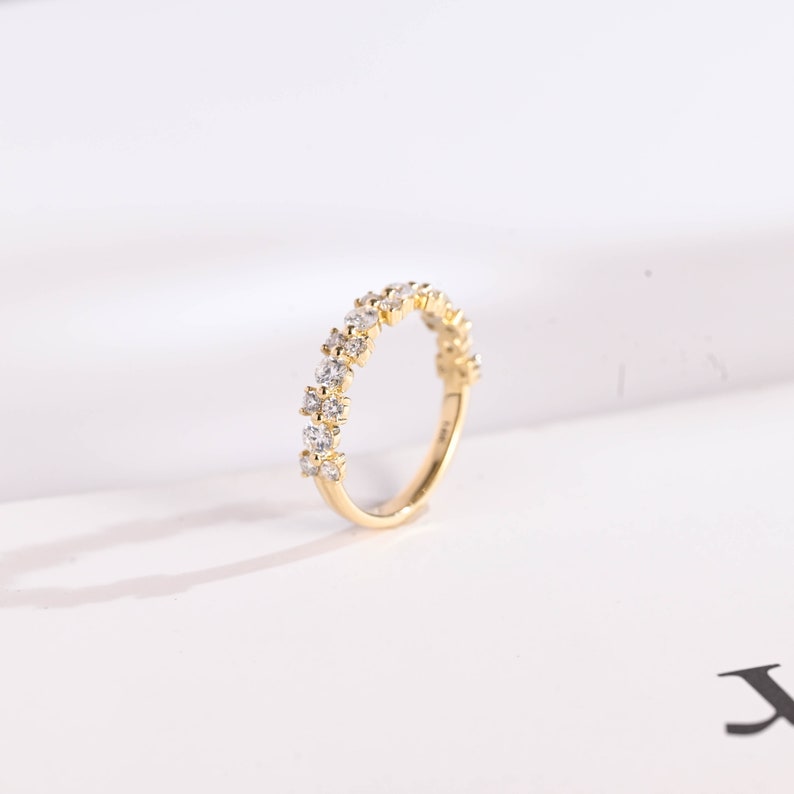 Stunning 0.3 TCW Round Moissanite Stones Half Eternity Wedding Band 7