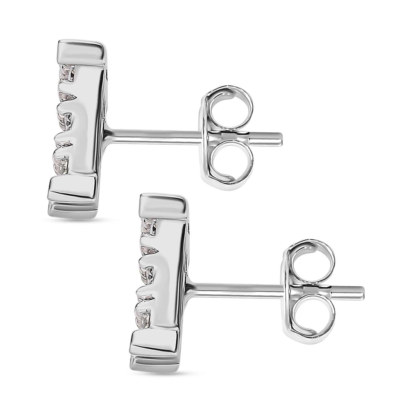 Round Cut Cubic Zirconia in 925 Sterling Silver Earrings 4