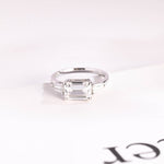 Stunning 1.0 - 2.0 CT Emerald Moissanite Engagement Ring with Three Stone Design 1