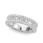 Stunning 0.40 TCW Round & Baguette Moissanite Stones Triple Band Wedding Band 3