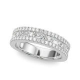 Stunning 0.40 TCW Round & Baguette Moissanite Stones Triple Band Wedding Band 3