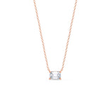 1.0 CT East West Emerald Cut Moissanite Diamond Solitaire Pendant Necklace in Solid Gold 6