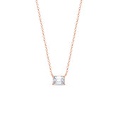 1.0 CT East West Emerald Cut Moissanite Diamond Solitaire Pendant Necklace in Solid Gold 6
