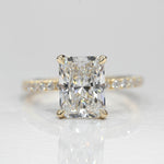 Stunning 3.0 CT Radiant Moissanite Engagement Ring with Hidden Halo & Pave Design 3