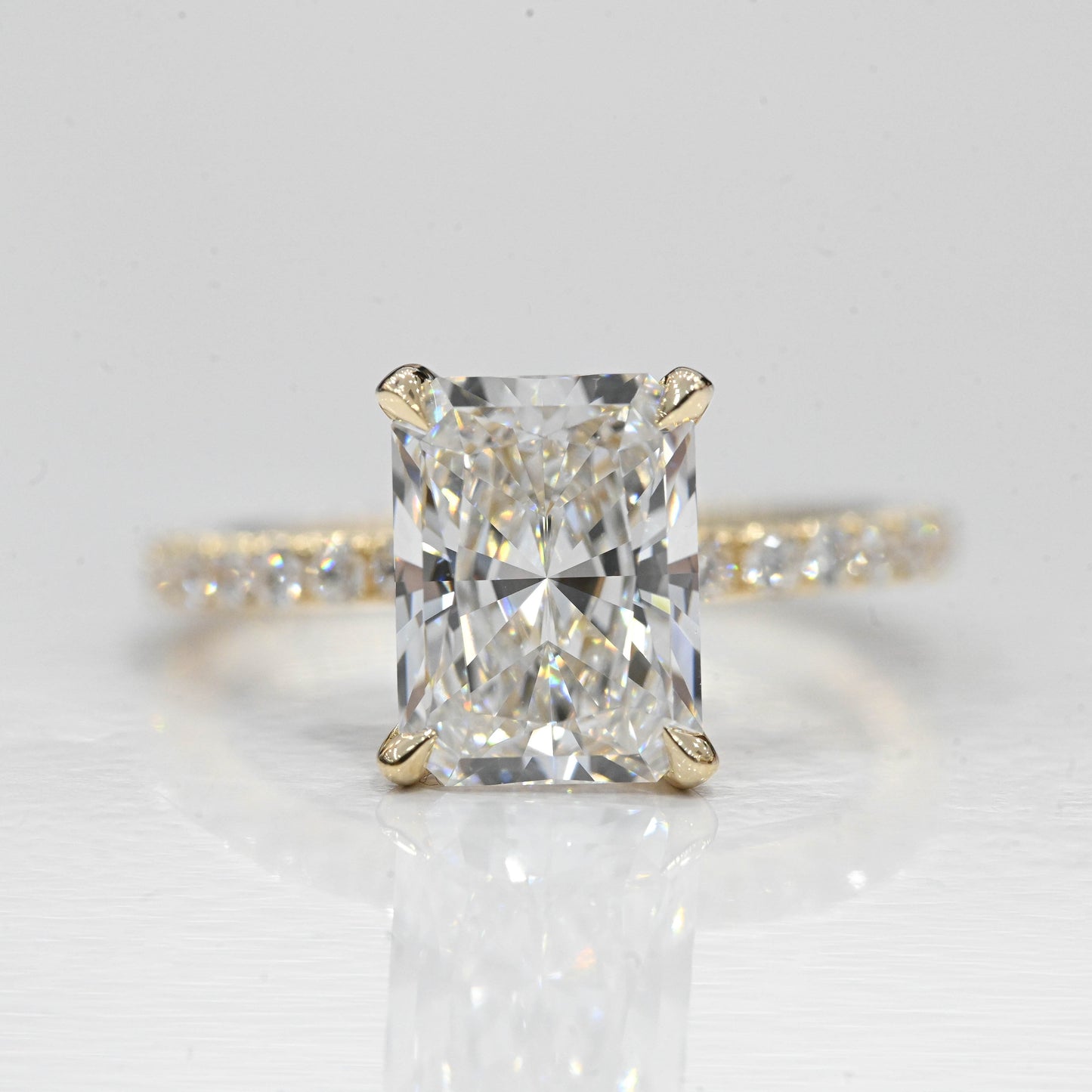 Stunning 3.0 CT Radiant Moissanite Engagement Ring with Hidden Halo & Pave Design 1