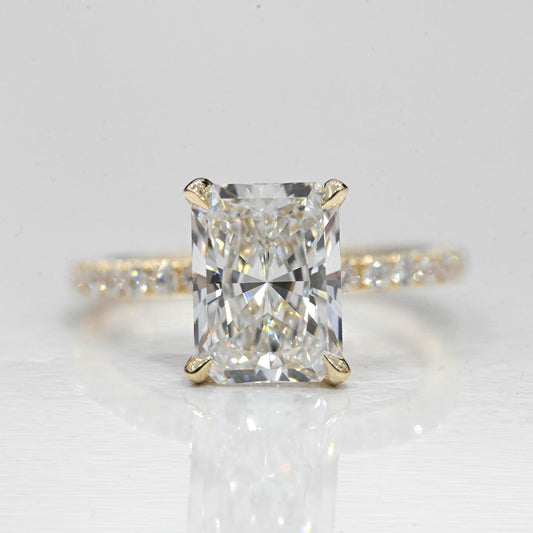 Stunning 3.0 CT Radiant Moissanite Engagement Ring with Hidden Halo & Pave Design 1