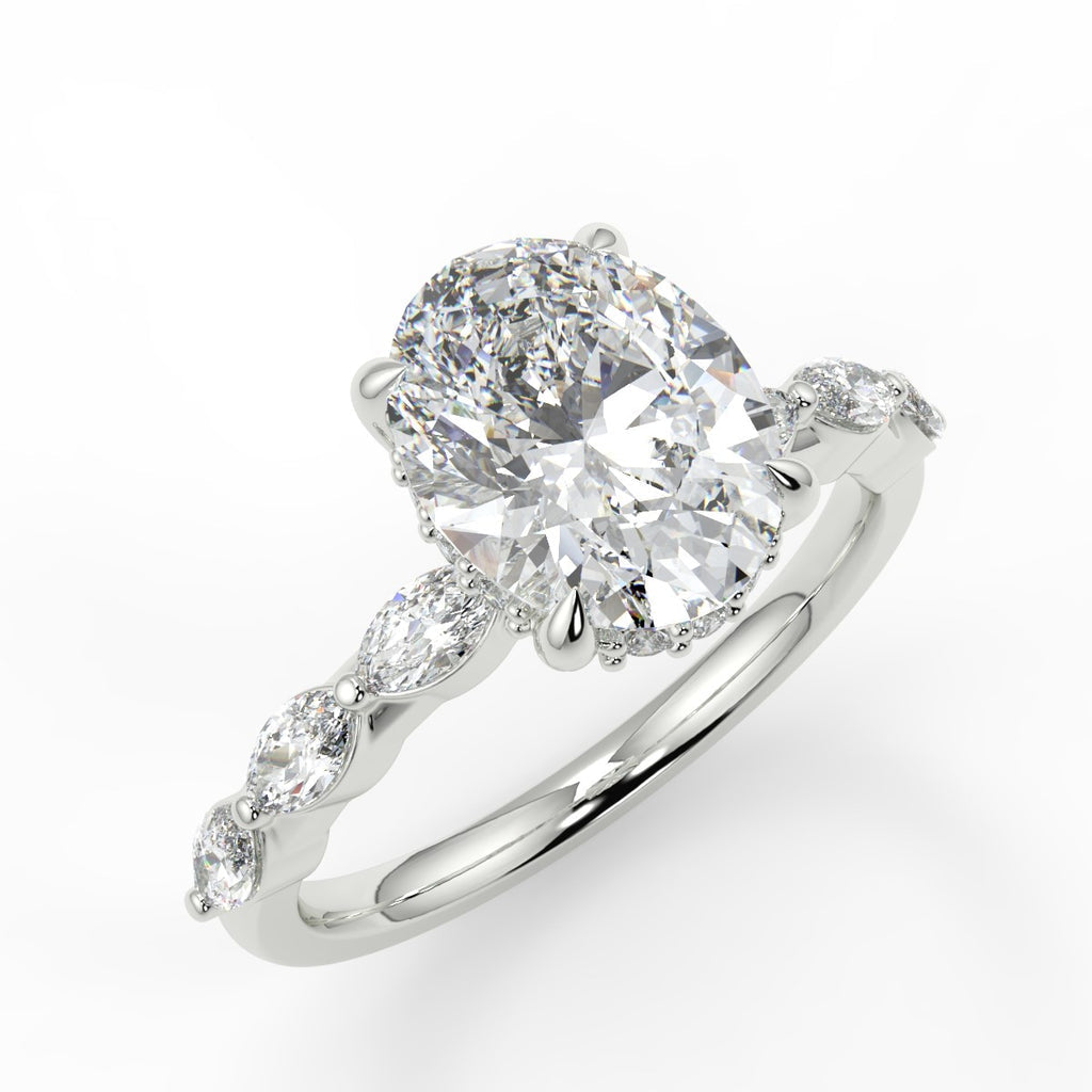 Stunning 2.11 CT Oval Moissanite Engagement Ring with Hidden Halo Halo & Pave Design 5