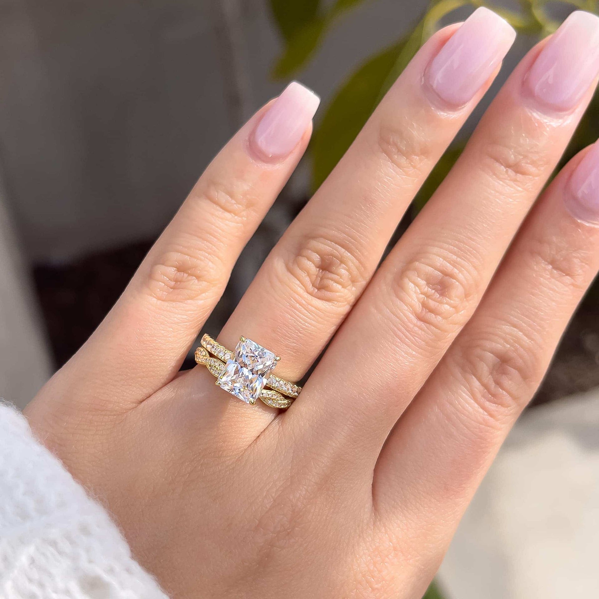 Stunning 3.0 CT Radiant Moissanite Engagement Ring in Pave Design 8