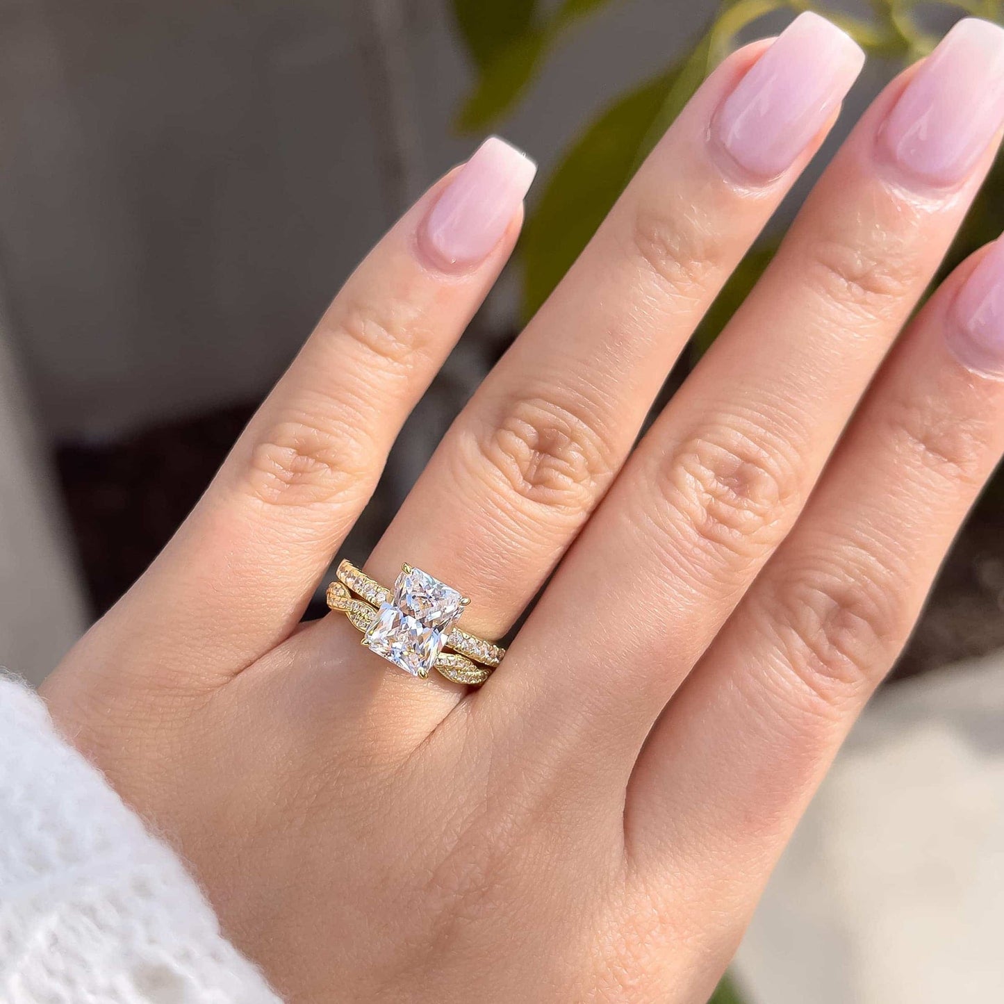 Stunning 3.0 CT Radiant Moissanite Engagement Ring in Pave Design 8