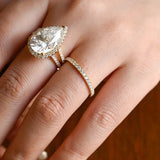 Stunning 2.0 - 4.0 CT Pear Moissanite Engagement Ring with Pave & Halo Design 4