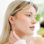 0.40 TCW Round Cut Moissanite Mini Hoops Earrings in Gold 4